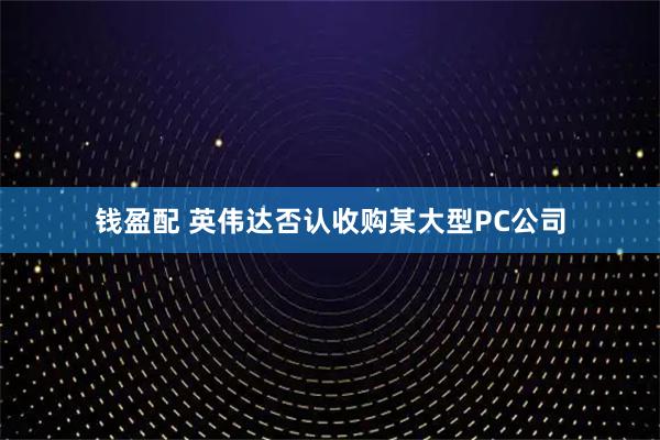 钱盈配 英伟达否认收购某大型PC公司